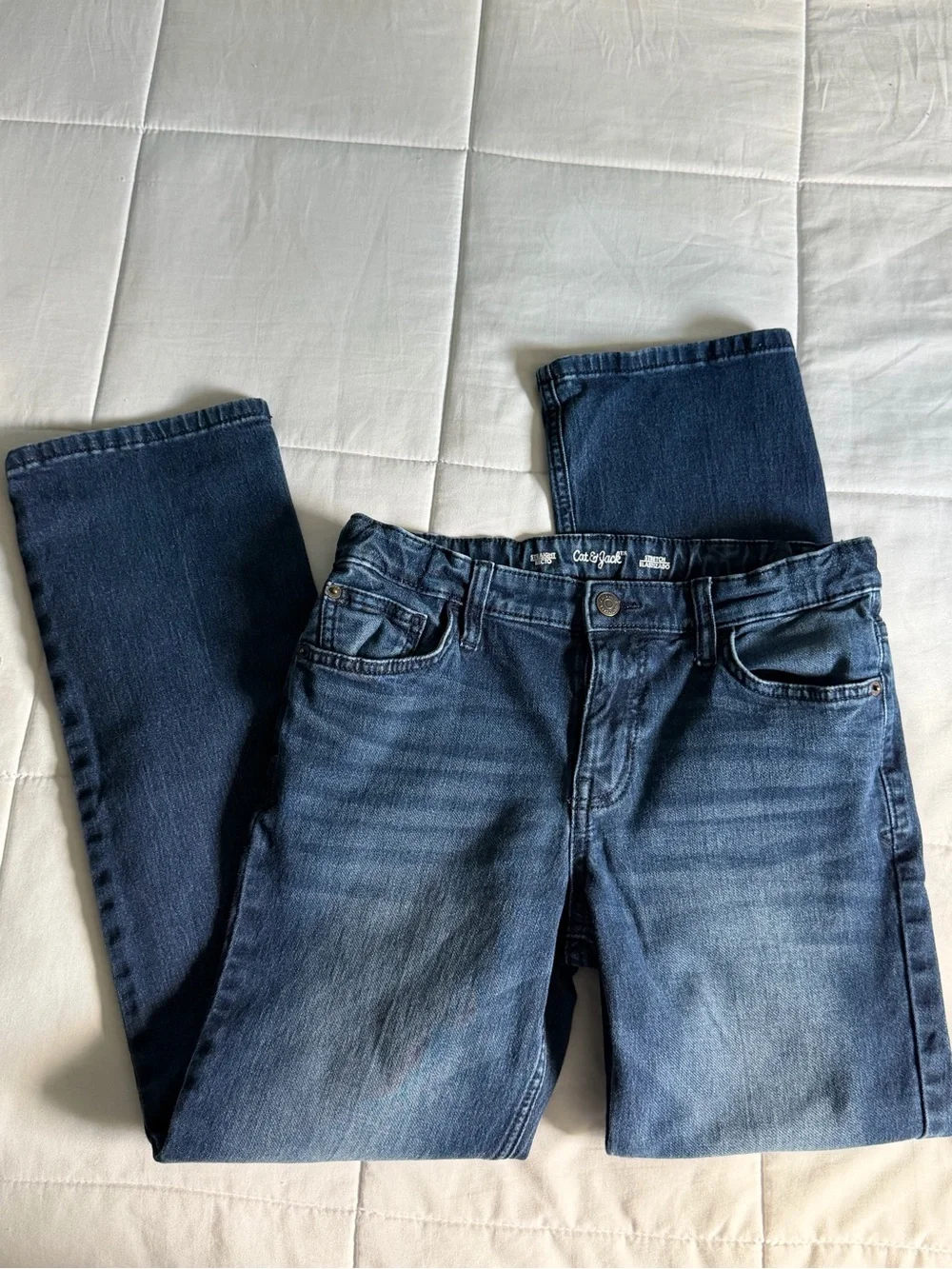Cat & Jack Boys Dark Blue Straight-Leg Stretch Jeans - 16